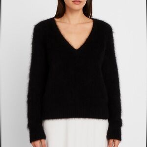 Michael Michael Kors black rabbit fur v neck sweater jumper xxs